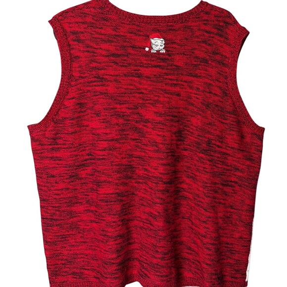 Ugly Christmas Sweater Vest French Bulldog The Cat Did It Plus Size 22W/24W - Picture 2 of 7